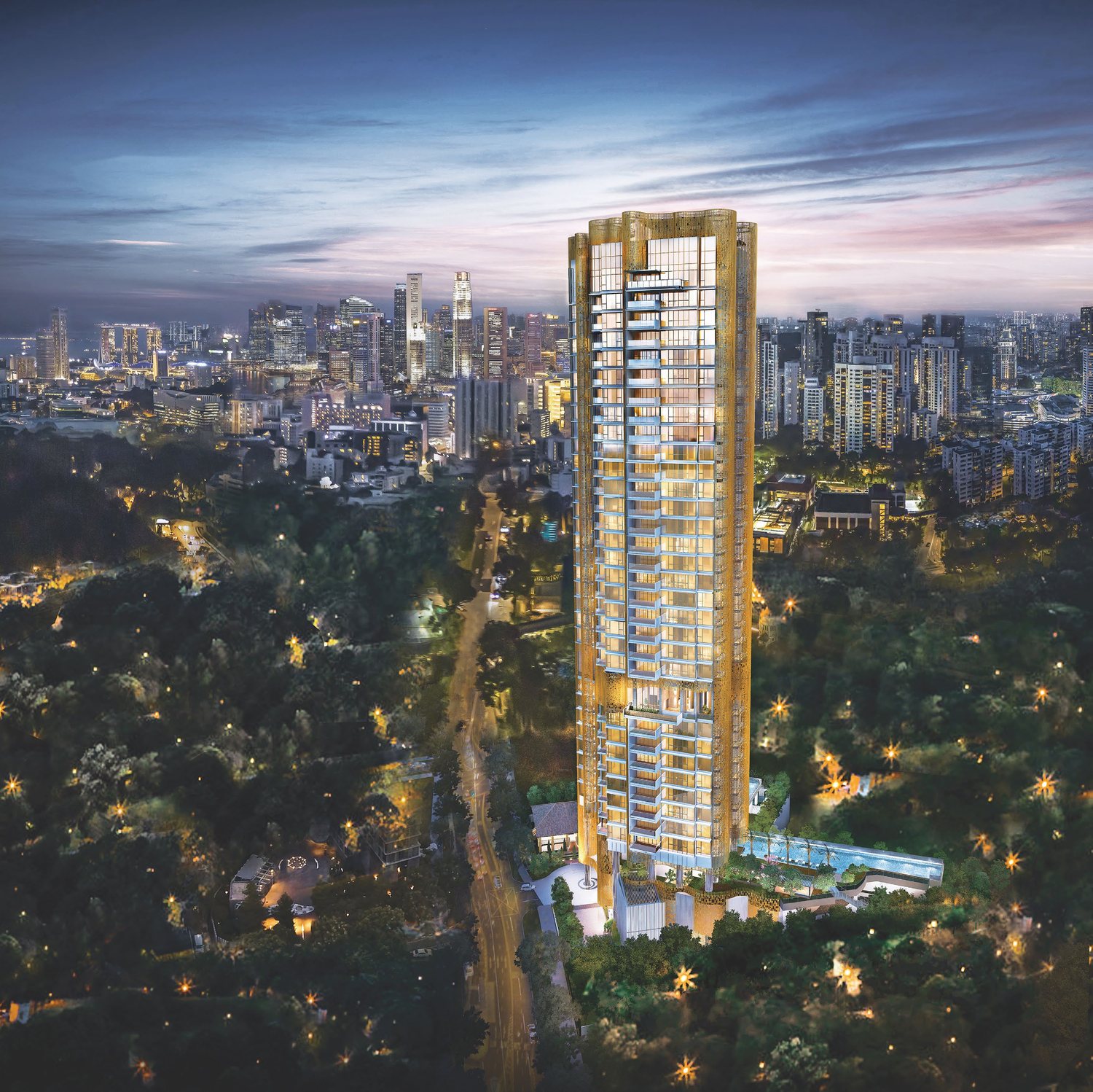 Klimt Cairnhill tower at night