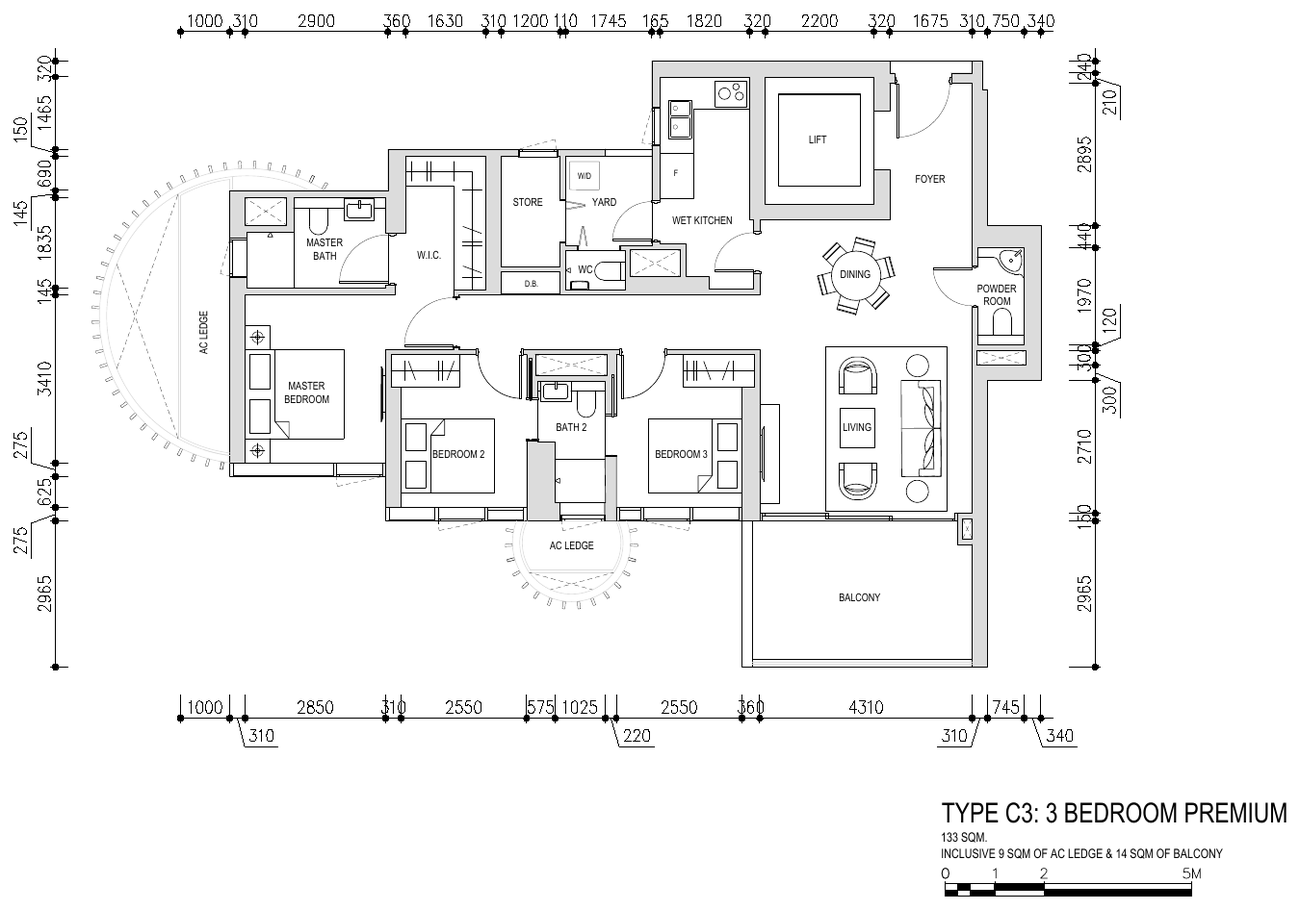 3-Bedroom Premium · Type C3 · 1,432 sqft