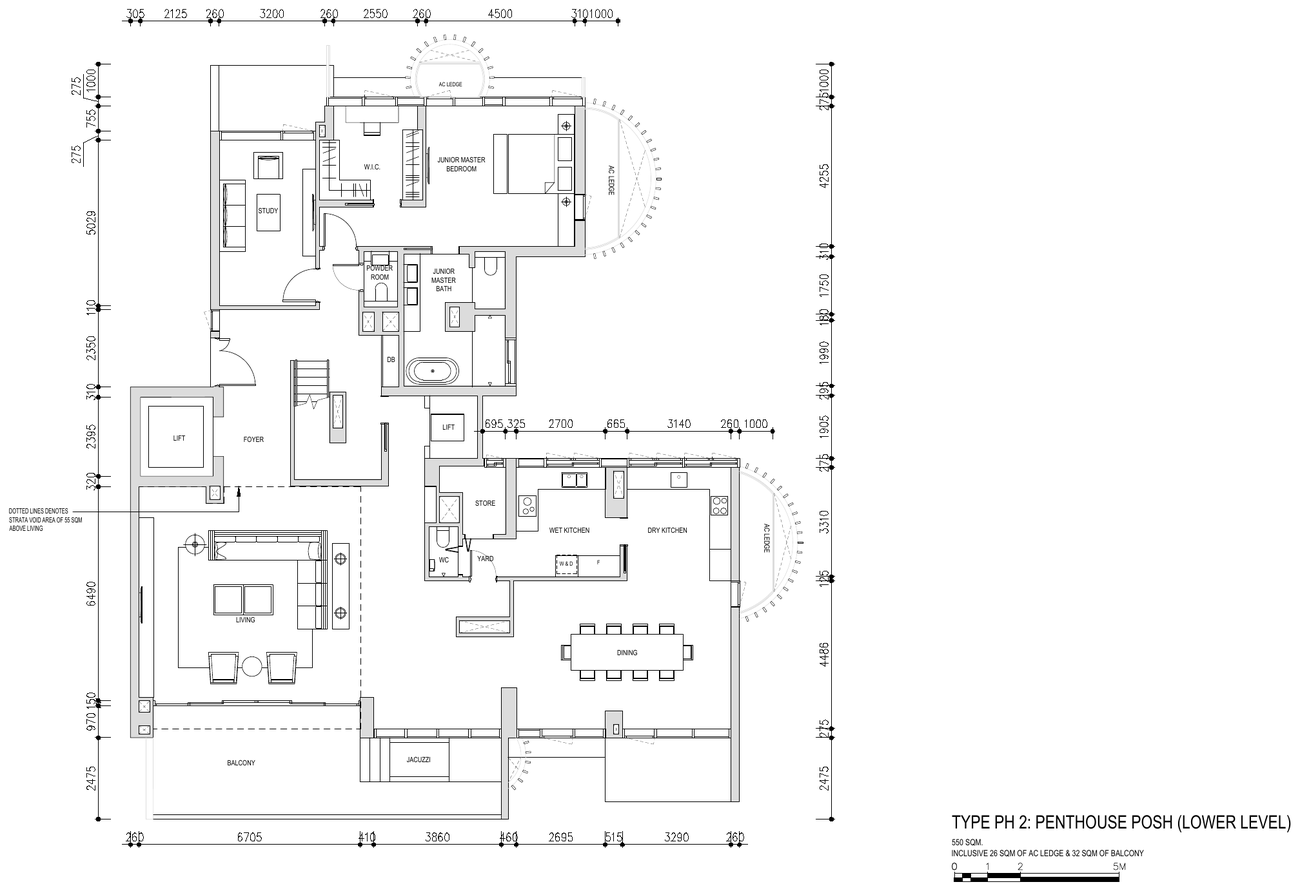 Penthouse Posh · Type PH2 · lower level · 5,920 sqft in total