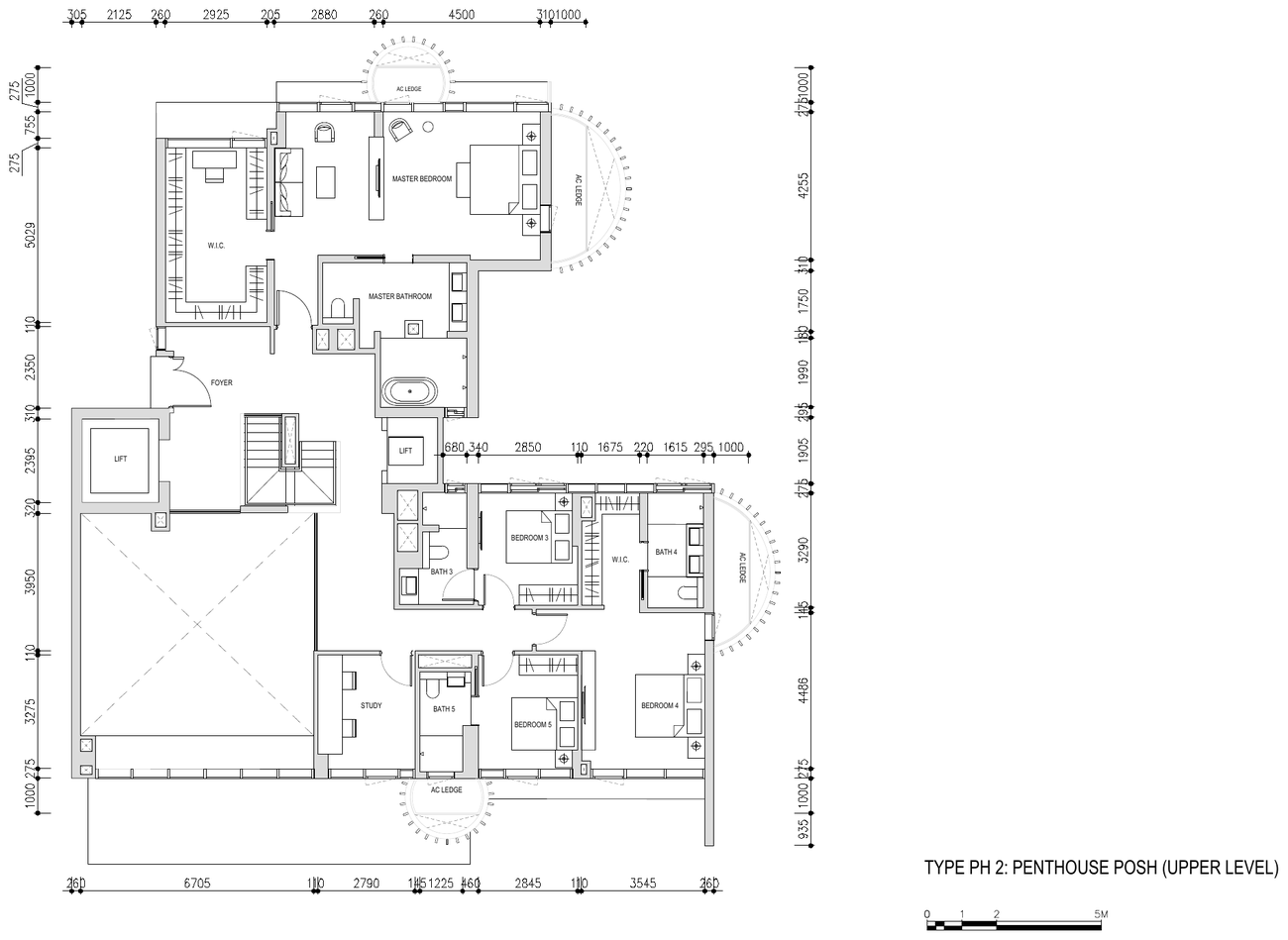 Penthouse Posh · Type PH2 · upper level · 5,920 sqft in total